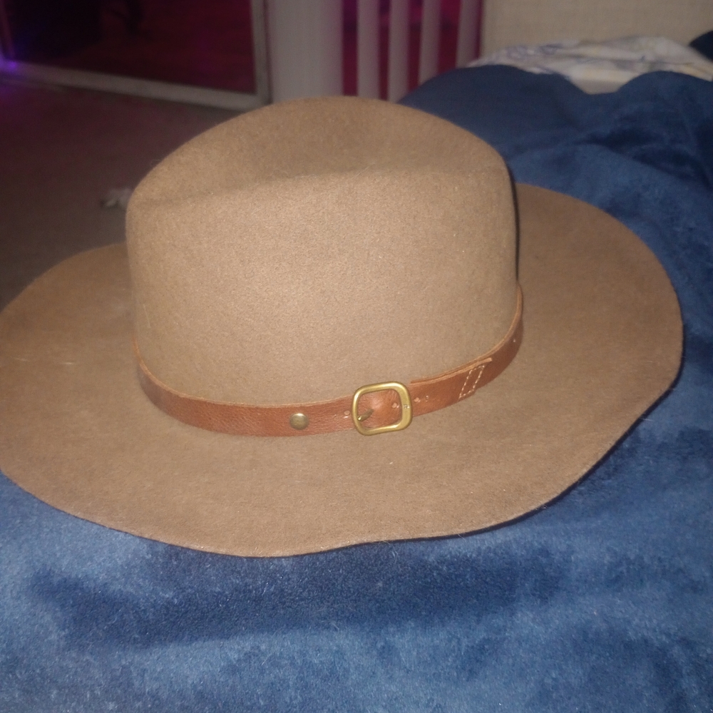 Frye Dark Brown Hat with Leather Detail